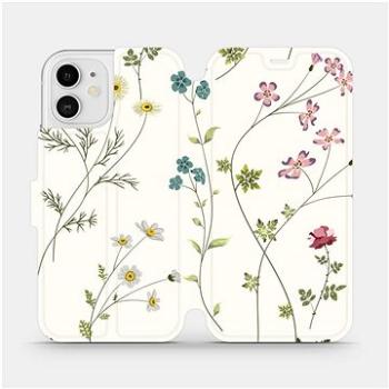 Flipové pouzdro na mobil Apple iPhone 12 - MD03S Tenké rostlinky s květy (5903516374267)