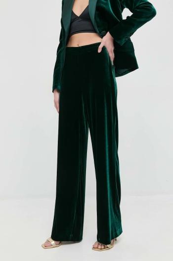 Kalhoty ze směsi hedvábí Luisa Spagnoli Omologo zelená barva, high waist