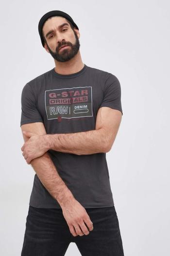 Bavlněné tričko G-Star Raw šedá barva, s potiskem