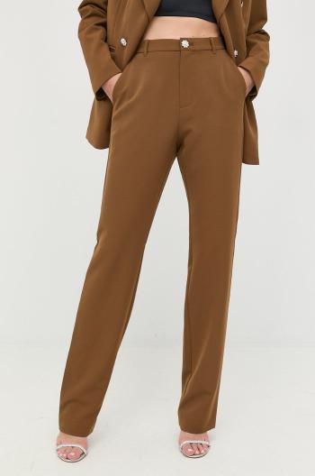 Kalhoty Custommade dámské, hnědá barva, jednoduché, high waist
