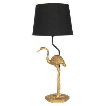 Černá stolní lampa se zlatou dekorací plameňáka – Ø 25*58 cm / E27 6LMC0029