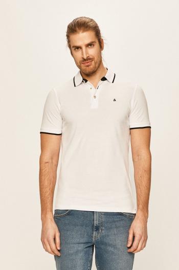 Polo tričko Jack & Jones bílá barva, hladké