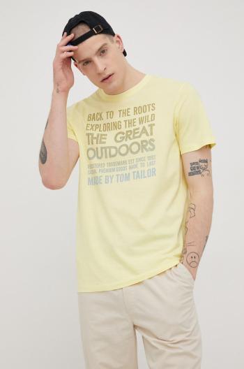 Bavlněné tričko Tom Tailor žlutá barva, s potiskem