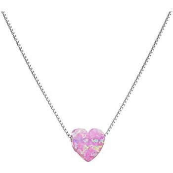 EVOLUTION GROUP Stříbrný náhrdelník se syntetickým opálem růžové srdce 12048.3  (Ag, 925/1000, 1,0 g (8590962120530)