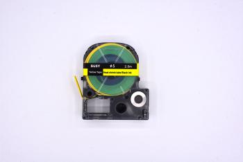 Epson SU5Y, 5mm, 9mm x 2, 5m, černý tisk / žlutý podklad, smršťovací kompatibilní páska