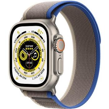 Apple Watch Ultra 49mm titanové pouzdro s modro-šedým trailovým tahem - S/M (MNHL3CS/A)