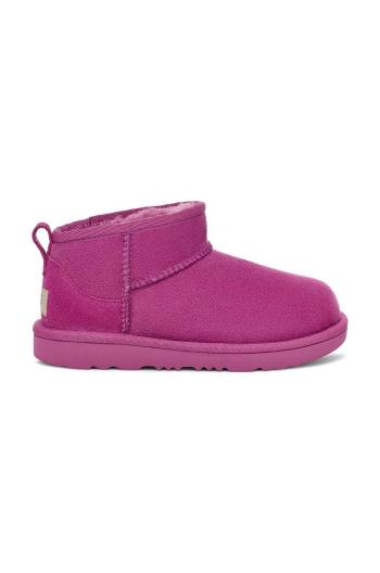 Dětské semišové sněhule UGG KIDS CLASSIC ULTRA MINI fialová barva