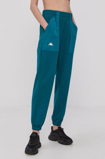 Kalhoty Kappa dámské, zelená barva, hladké