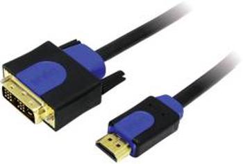 HDMI LogiLink, DVI kabel, zástrčka/zástrčka, 18+1pol., černý 1 m