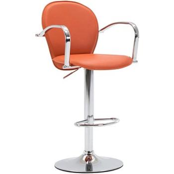 Barová stolička s područkami oranžová umělá kůže (249697)