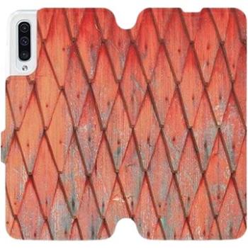 Flipové pouzdro na mobil Samsung Galaxy A50 - MK01S Oranžový vzor dřeva (5903226861408)