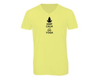 Pánské triko s výstřihem do V Keep calm and do yoga