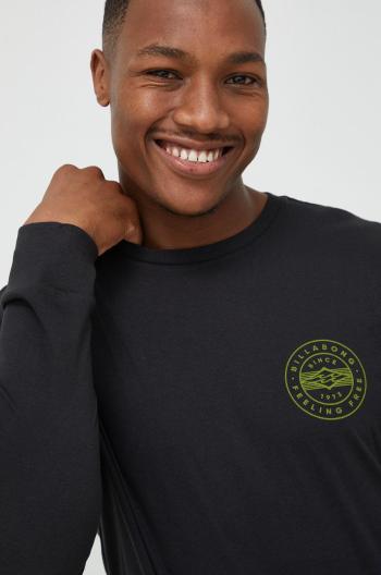 Bavlněné tričko s dlouhým rukávem Billabong černá barva, s potiskem