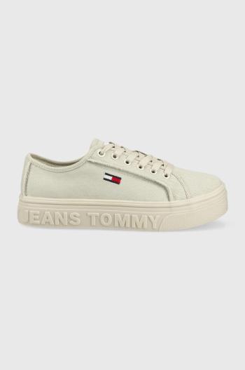 Tenisky Tommy Jeans Flatform dámské, šedá barva
