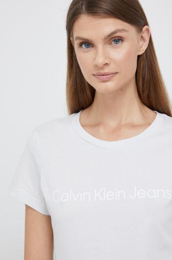 Bavlněné tričko Calvin Klein Jeans šedá barva