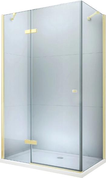 MEXEN/S Roma sprchový kout 90x80 cm, kyvné, čiré sklo, złatý + vanička 854-090-080-50-00-4010
