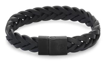 Rebel&Rose Černý kožený náramek Braided Black Black RR-M0026-B 17,5 cm - M