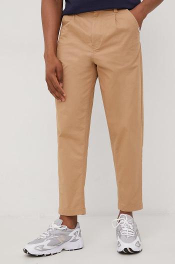 Kalhoty Tommy Jeans pánské, béžová barva, ve střihu chinos