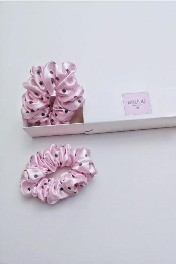 Set růžových saténových gumiček do vlasů v dárkové krabičce Box 6
