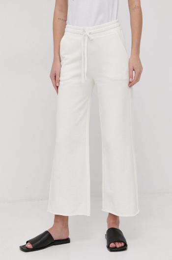 Bavlněné kalhoty Marella dámské, bílá barva, hladké
