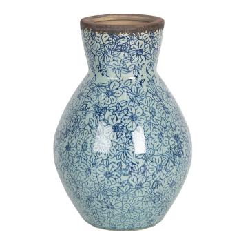 Vysoká keramická váza s kvítky ve vintage stylu Bleues – Ø 16*24 cm 6CE1205