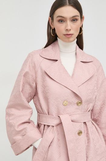 Kabát Pinko dámský, růžová barva, přechodný, dvouřadový