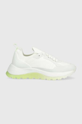 Sneakers boty Calvin Klein KNIT RUNNER DYNAMIC LACE UP bílá barva, HW0HW01446