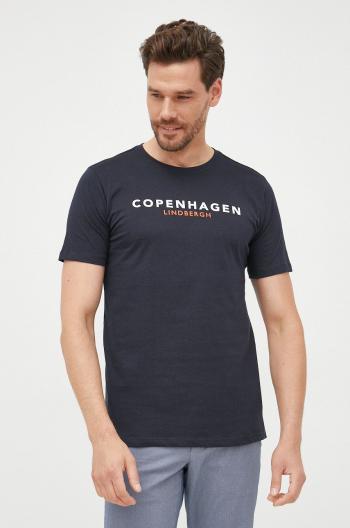 Bavlněné tričko Lindbergh tmavomodrá barva, s potiskem