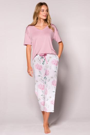 Smetanovo-růžové květované pyžamo Montreal