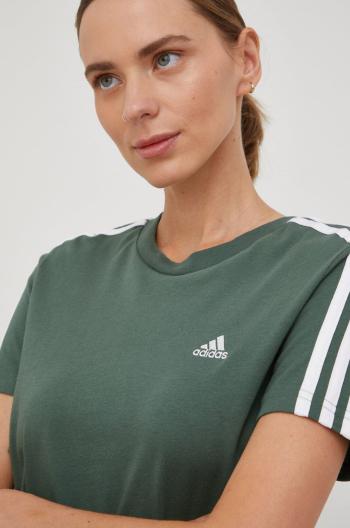 Bavlněné tričko adidas zelená barva