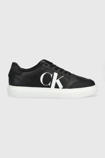 Kožené sneakers boty Calvin Klein Jeans YM0YM00573 CASUAL CUPSOLE LTH-PU MONO černá barva