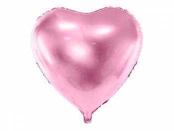 PartyDeco Fóliový balón srdce - světle růžové 45cm