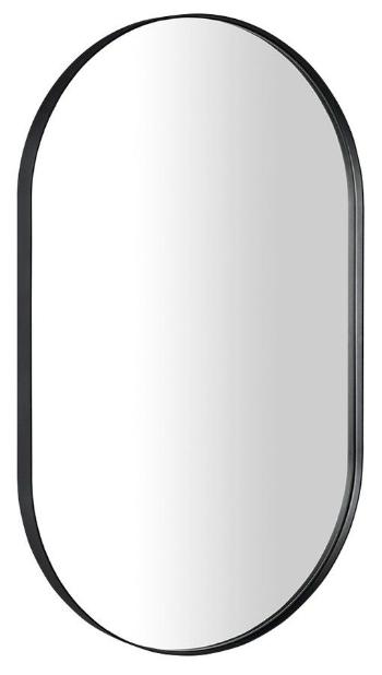 SAPHO PUNO oválné zrcadlo v kovovém rámu 50x85cm, černá mat ORT148