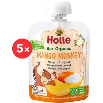 HOLLE Mango monkey bio dětské ovocné pyré s jogurtem 5× 85 g (7640161879805)