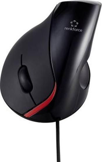 Optická ergonomická myš Renkforce ST-OPM890 RF-4406158, ergonomická, integrovaný scrollpad, černá