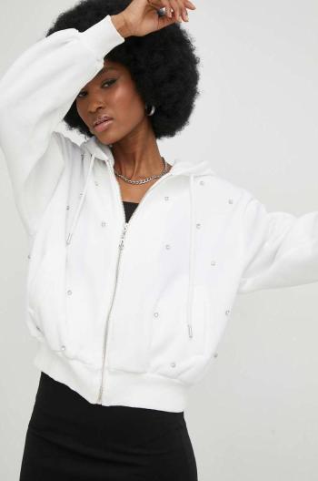 Mikina Answear Lab dámská, bílá barva, s kapucí, s aplikací
