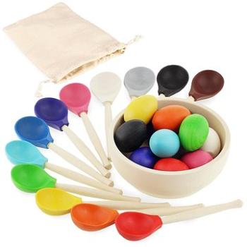 Ulanik Montessori dřevěná hračka "Eggs and spoons" (4680136750855)