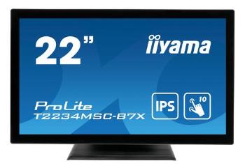 22" iiyama T2234MSC-B7X: IPS, FullHD, capacitive, 10P, 350cd/m2, VGA, HDMI, DP, černý, T2234MSC-B7X