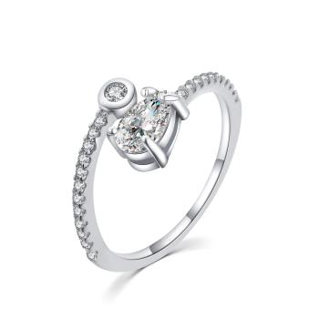 MOISS Něžný stříbrný prsten se zirkony R000188 46 mm