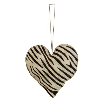 Závěsné velké dekorativní srdce Zebra z hovězí kůže- 20*20*5cm IVHGHZBG