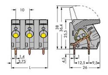 Pružinová svorkovnice WAGO 2706-208/000-004, 6.00 mm², Pólů 8, černá, 15 ks