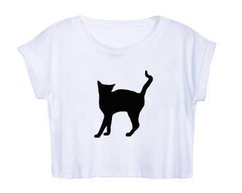 Dámské tričko Organic Crop Top Kočka - Líza