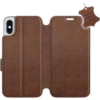 Flip pouzdro na mobil Apple iPhone XS - Hnědé - kožené -  Brown Leather (5903226496136)