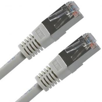 Síťový LAN kabel FTP patchcord, Cat.5e, RJ45 samec - RJ45 samec, 5 m, stíněný, šedý, economy