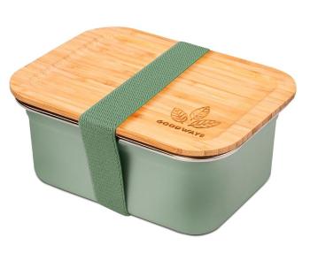 Zelený nerezový svačinový box s bambusovým víčkem - 1500ml/ 20*15*8,5cm mint 1500ml