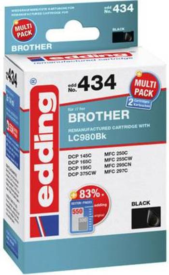 Edding Inkoustová kazeta kompatibilní Dual černá, černá EDD-434 Brother LC980 black - REMAN- 18-434