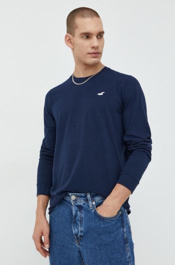 Bavlněné tričko s dlouhým rukávem Hollister Co. tmavomodrá barva