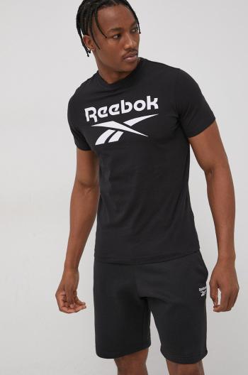 Bavlněné tričko Reebok HD4222 černá barva, s potiskem