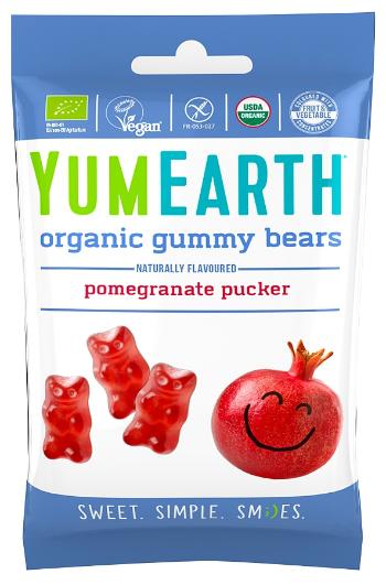 YumEarth BIO Ovocní želé medvídci s příchutí granátového jablka 50 g