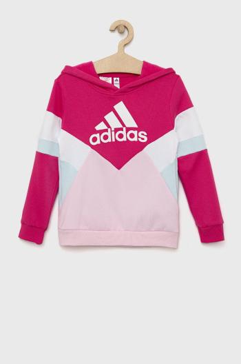 Dětská mikina adidas Performance růžová barva, s kapucí, s potiskem